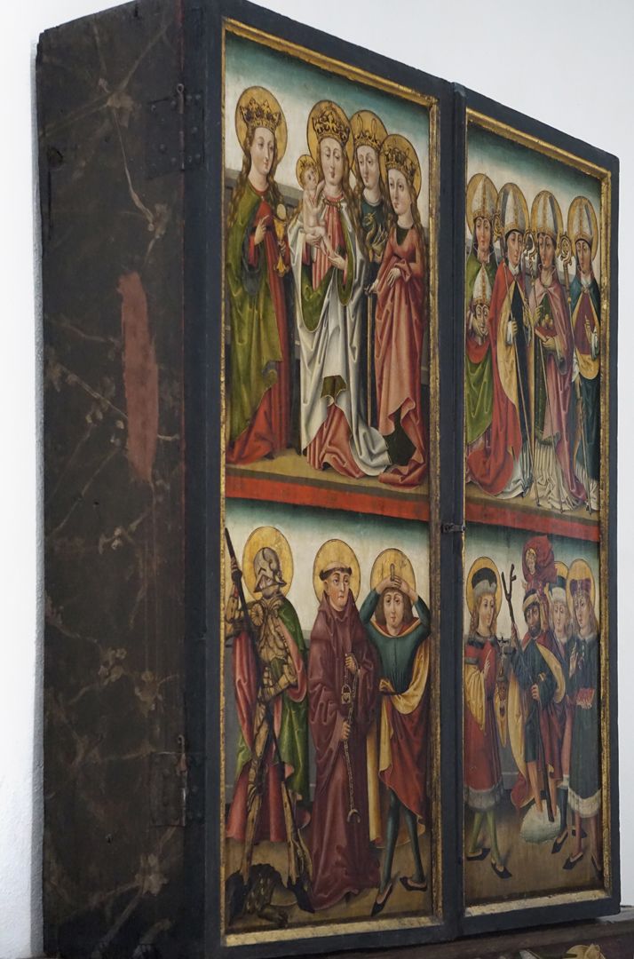 Sebastian-Altar geschlossener Altar, Maria mit dem Kinde und 14 Nothelfer, Schrägansicht