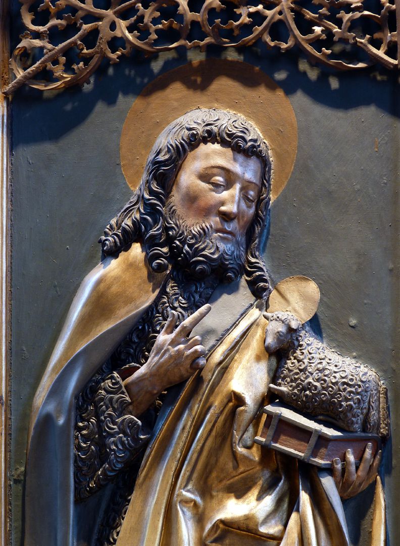 St. Bartholomäus, Hochaltar Linke Flügelinnenseite, Johannes d.T. mit dem Lamm