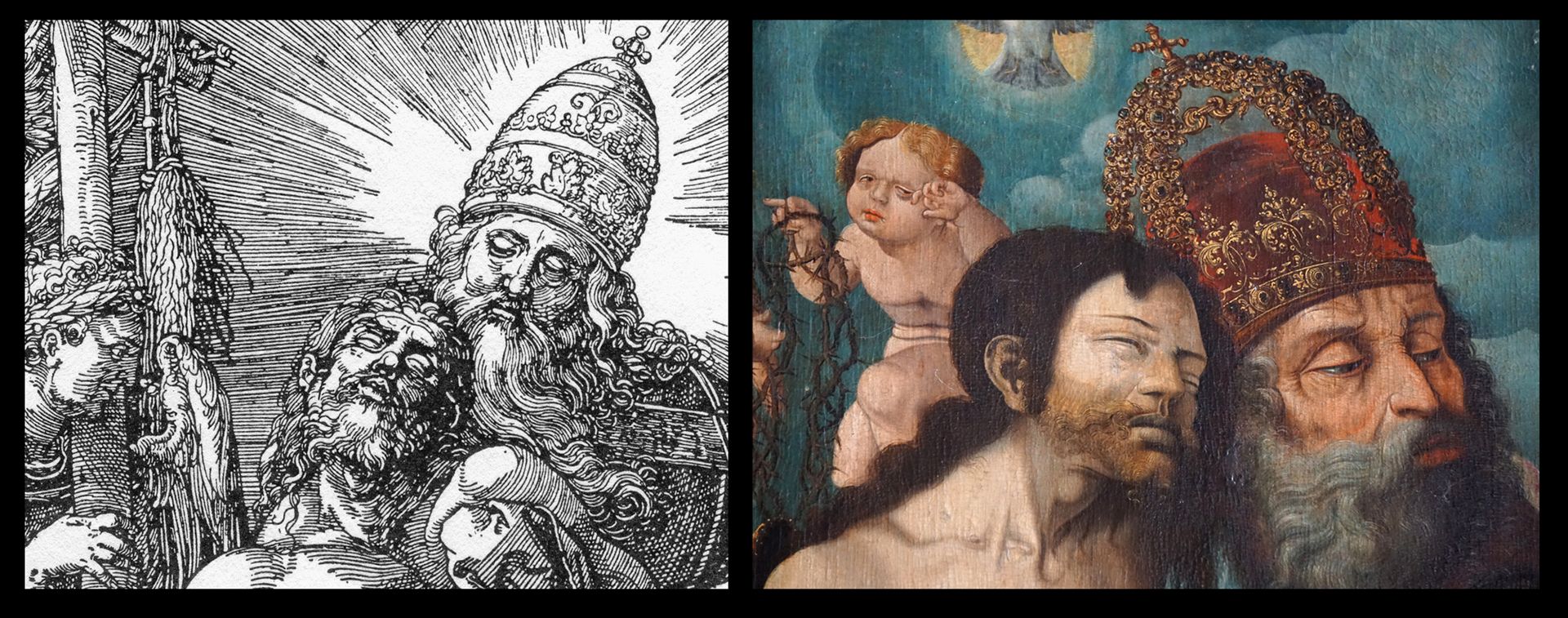 Dürersche Stiftungstafel Die päpstliche Tiara Gottes bei Dürer ist hier sicherlich konfessionsbedingt zu einer Kaiserkrone geworden.