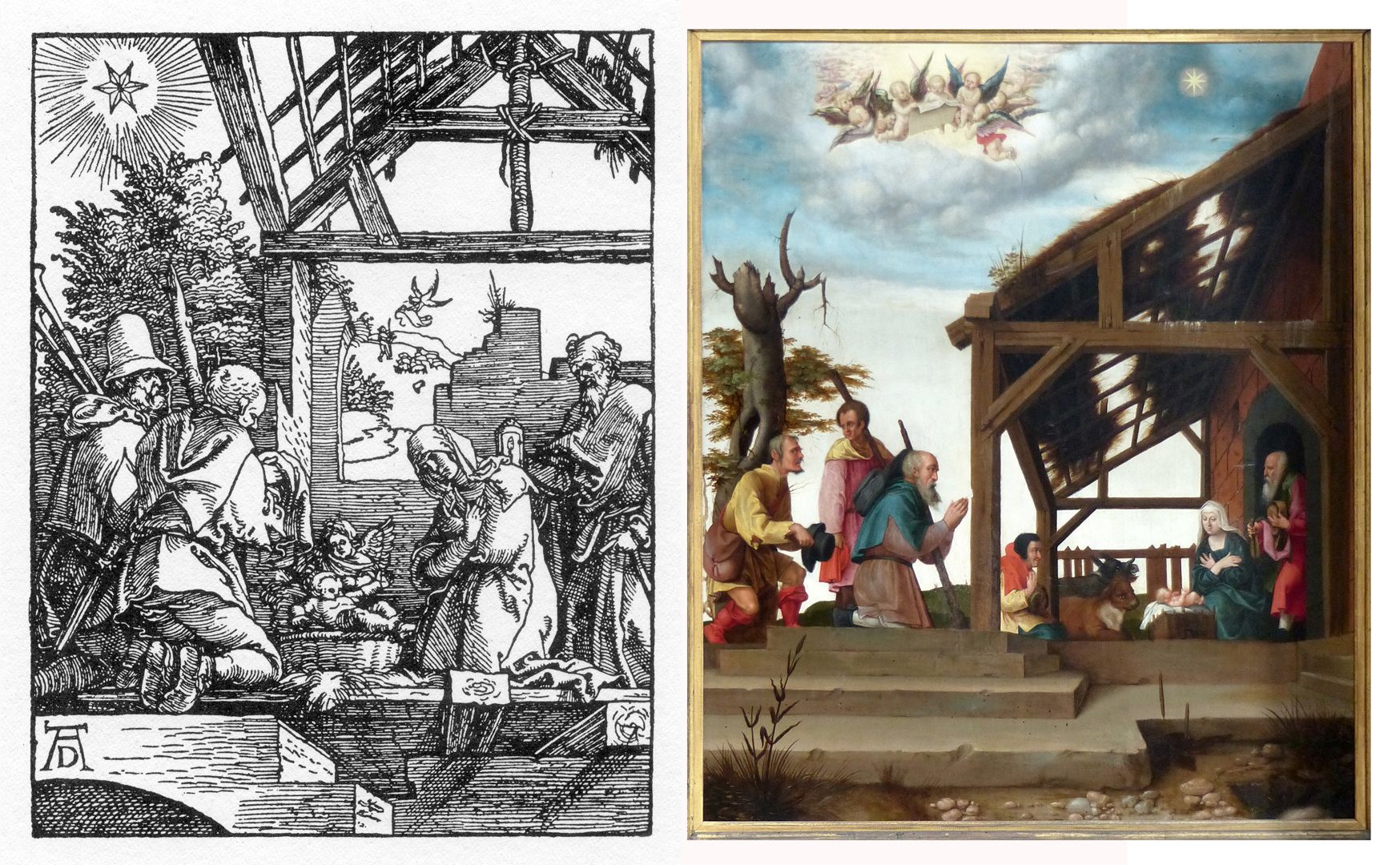 Dürersche Stiftungstafel Vergleichsbild: Dürer, Die Kleine Passion, 1509 - 1511, Jesu Geburt