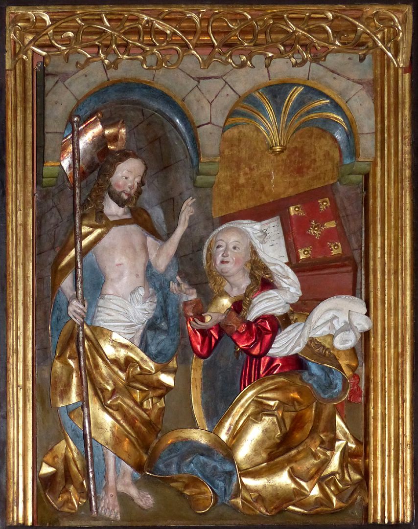 Marienaltar (Salzburg) rechter Flügel, unten, der Auferstandene (Noli me tangere)