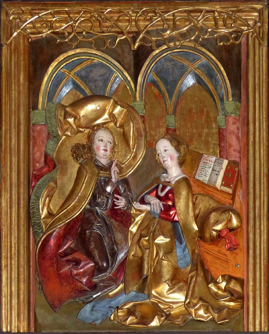 Marienaltar (Salzburg) linker Flügel, oben, Verkündigung an Maria