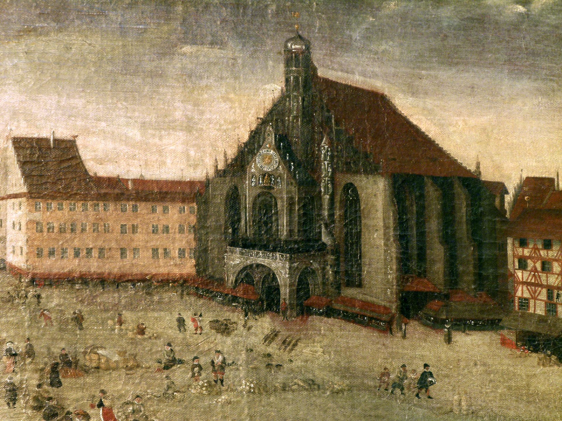 Der Nürnberger Hauptmarkt Stromersches Anwesen und Frauenkirche