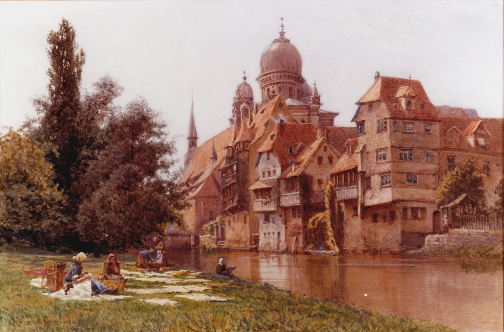Pegnitzpartie an der Insel Schütt mit Synagoge 
