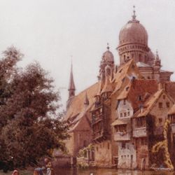 Pegnitzpartie an der Insel Schütt mit Synagoge