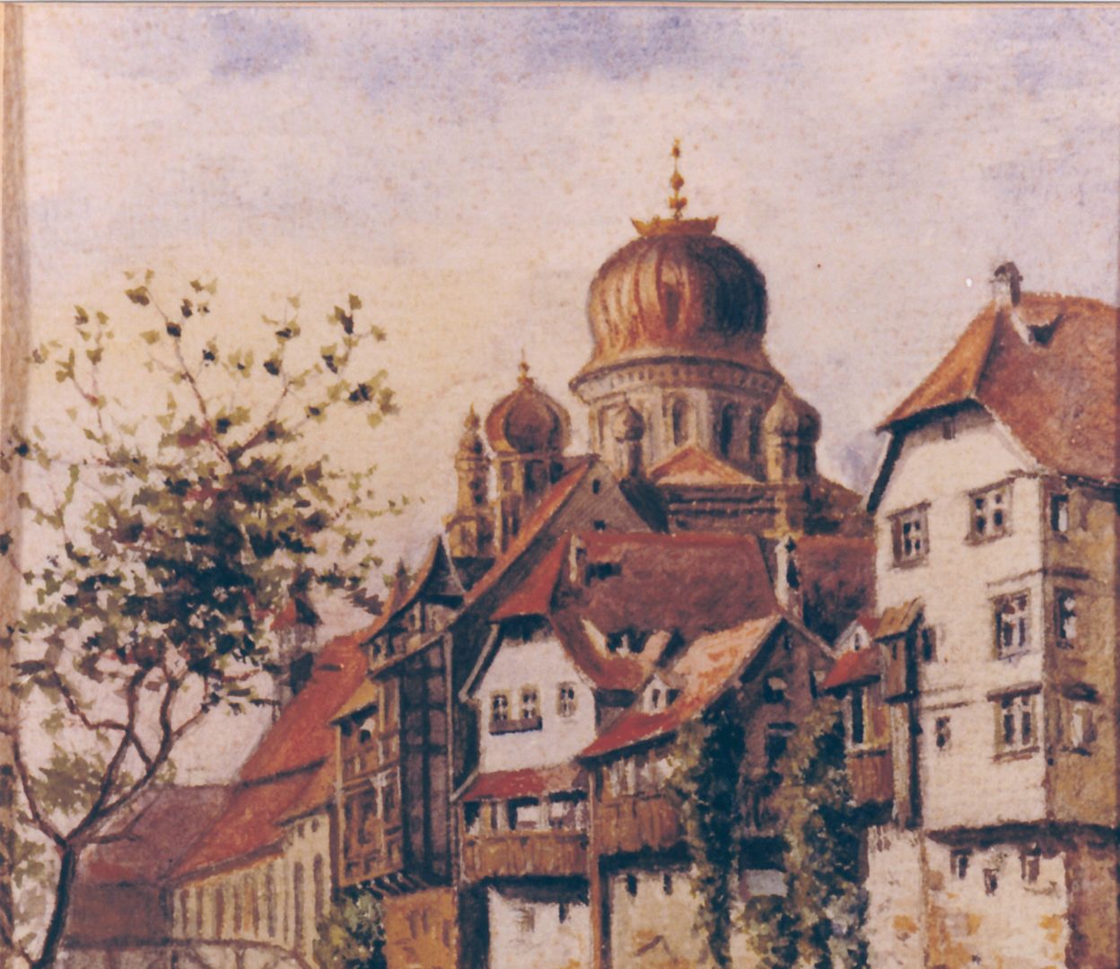 Pegnitzpartie an der Insel Schütt mit Synagoge Detailansicht mit Synagoge