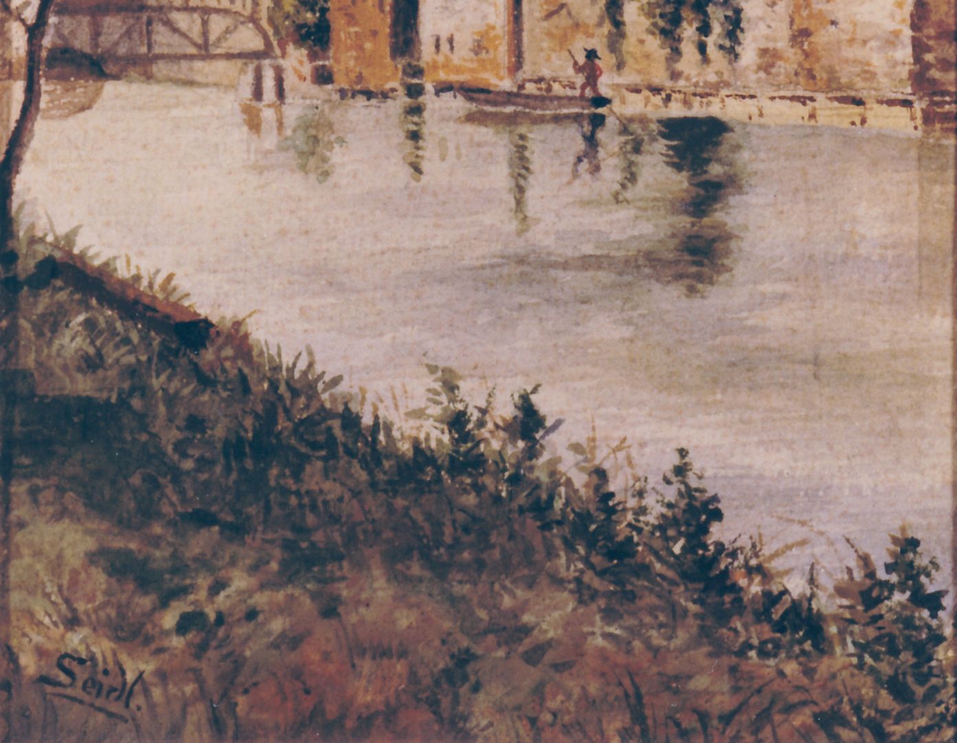 Pegnitzpartie an der Insel Schütt mit Synagoge Detailansicht