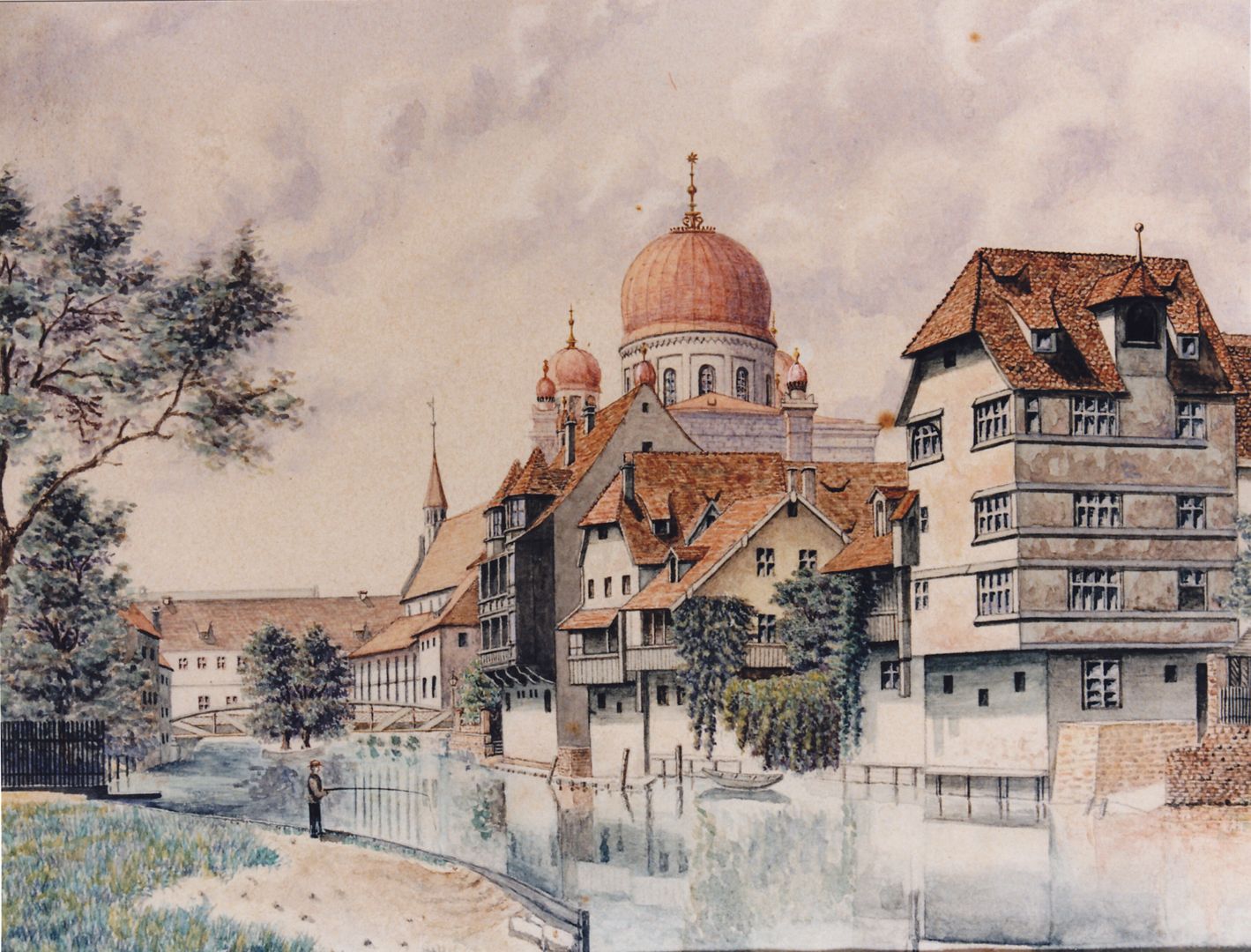 Pegnitzpartie an der Insel Schütt mit Synagoge 