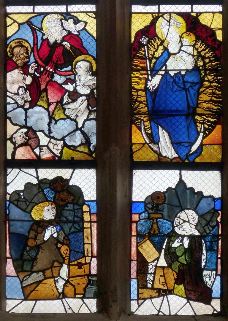 Chorfenster in der Tetzelkapelle Chorfenster I, erste und zweite Fensterzeile, Zusammengefügte Fragmente