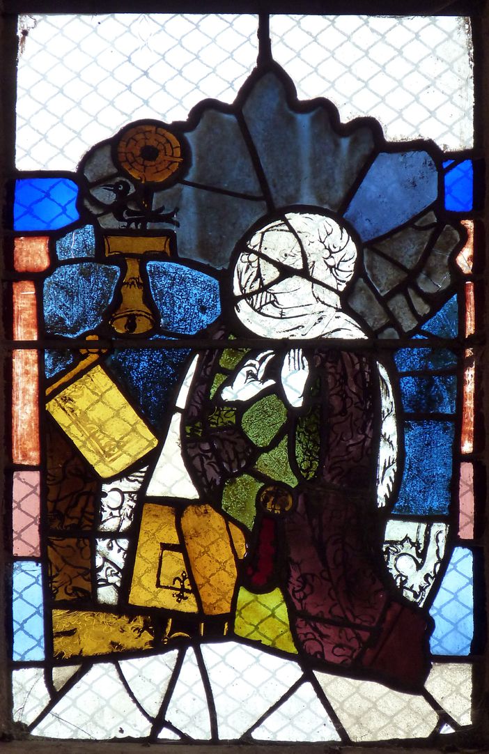 Chorfenster in der Tetzelkapelle Fenster 1 b, Maria vor dem Pult (aus einer Verkündigung)