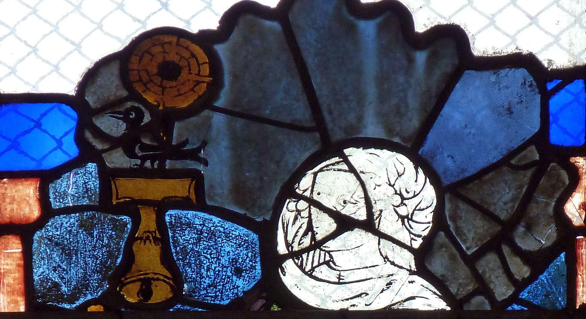 Chorfenster in der Tetzelkapelle Fenster 1 b, Maria vor dem Pult (aus einer Verkündigung), Detail