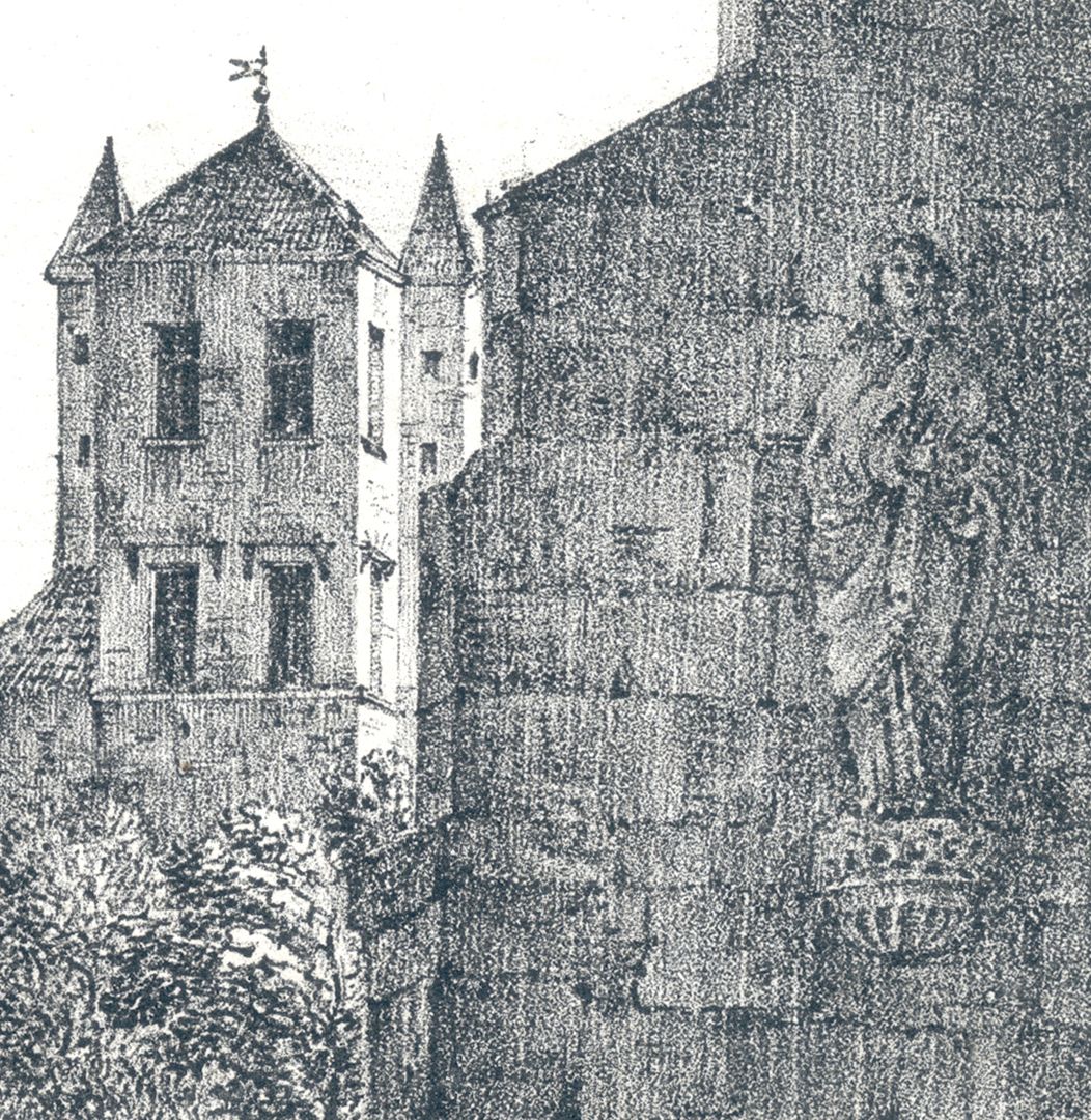 Die Burg zu Nürnberg Detailansicht mit Portalfigur des hl. Johannes
