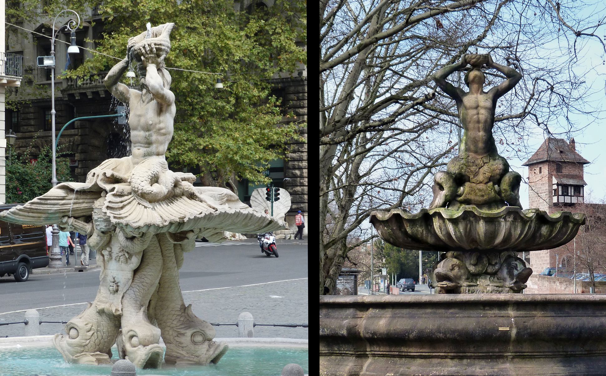 Tritonbrunnen Rom / Nürnberg, Fontana del Tritone, frontal