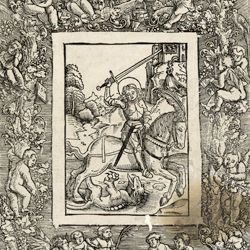 Einfassung mit Astwerk und Engelknaben