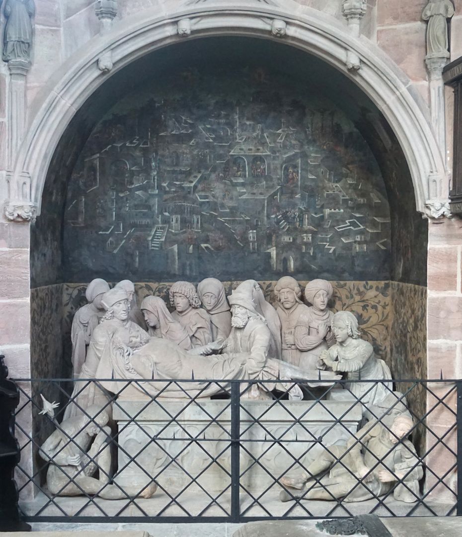 Wandmalerei der Grablegung Wandnische mit der Grablegung (1507 - 1508) von Adam Kraft