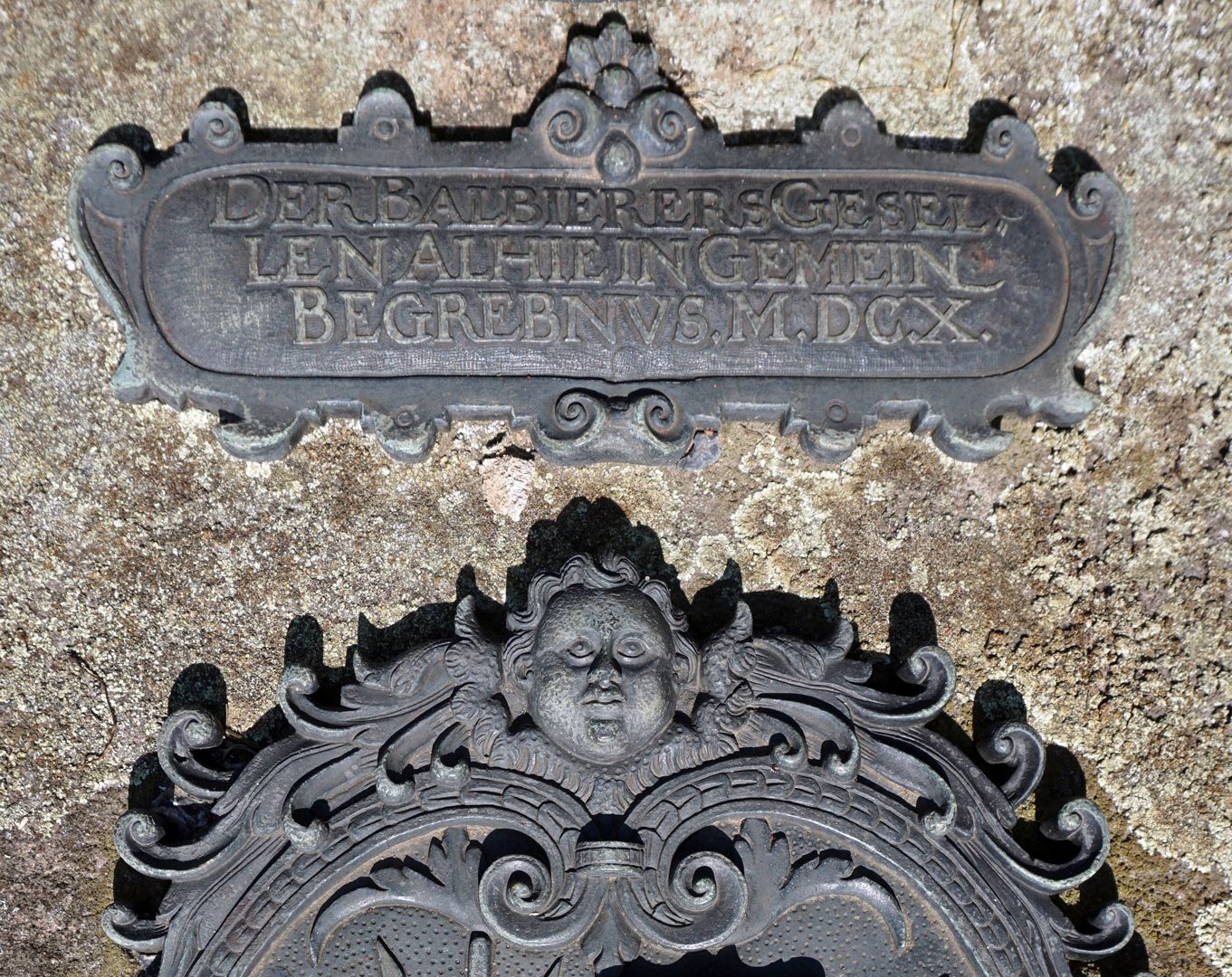 Der Barbiergesellen Begrebnus Inschrift