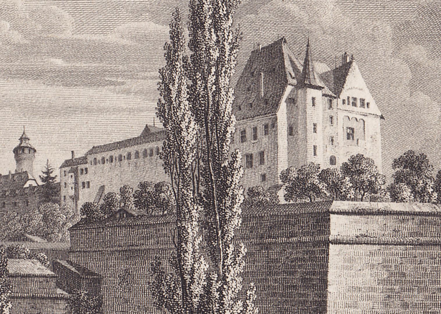 Burgansicht von Nordwest Detailansicht, im Vordergrund die Burgbastei