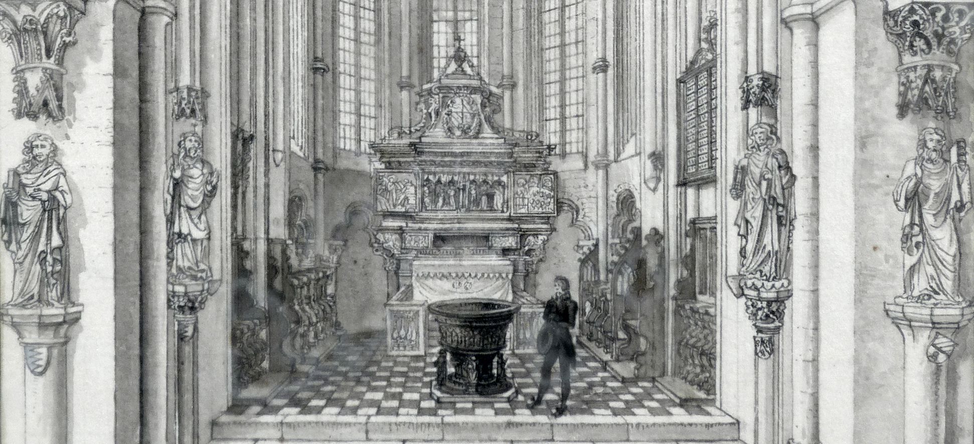 Das Innere der Sebaldskirche zu Nürnberg, Westchor unterer Bildausschnitt