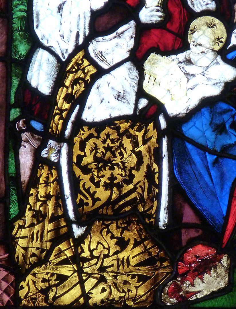 St. Bartholomäus, Chorfenster n II Dritte Zeile, Fenster a, Anbetung der Könige, Detail