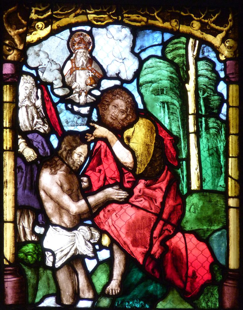 St. Bartholomäus, Chorfenster n II Vierte Zeile, Fenster a, Taufe Christi