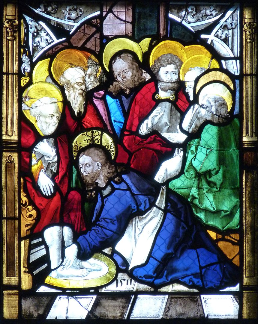 St. Bartholomäus, Chorfenster n II Fünfte Zeile, Fenster a, Fußwaschung