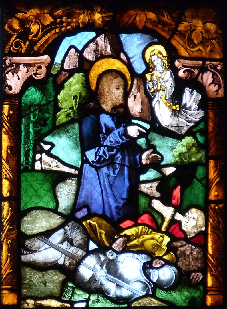 St. Bartholomäus, Chorfenster n II Fünfte Zeile, Fenster b, Jesus am Ölberg