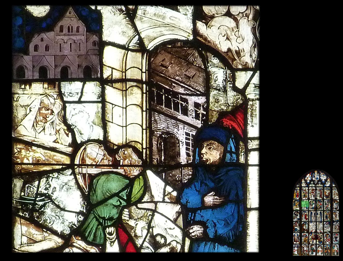 Kaiserfenster Einzug Konstantins in Rom, Detail mit Stadttor