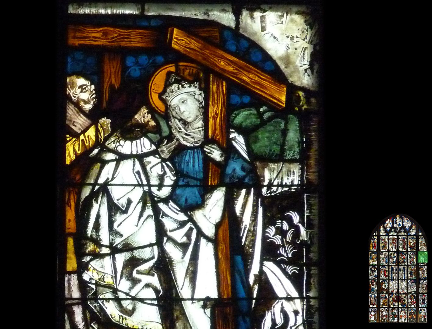 Kaiserfenster Übergabe des Kreuzes an Kaiserin Helena, Detail mit Helena