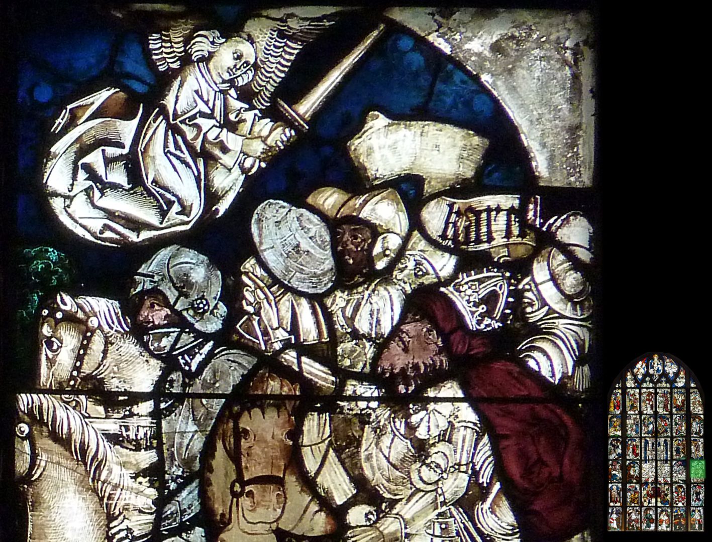 Kaiserfenster Schlacht Kaiser Karls d. Gr. gegen die Hunnen bei Regensburg, Detail