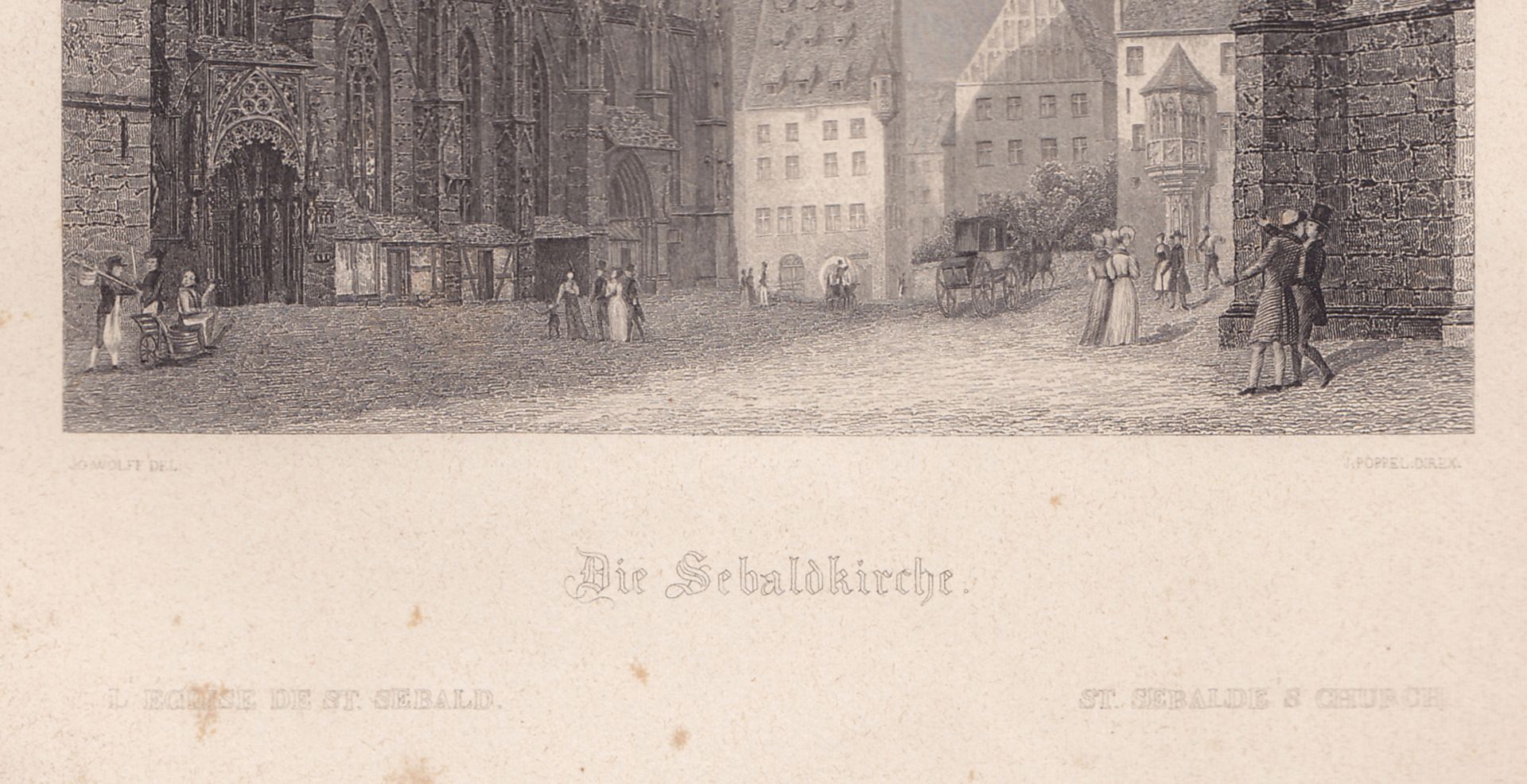 Die Sebaldkirche Detailansicht mit Künstlersignatur und Titel