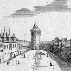 Nürnbergische Prospecte beÿ Peter Conrad Monath / Prospect des Lauffer Thor in Nürnberg