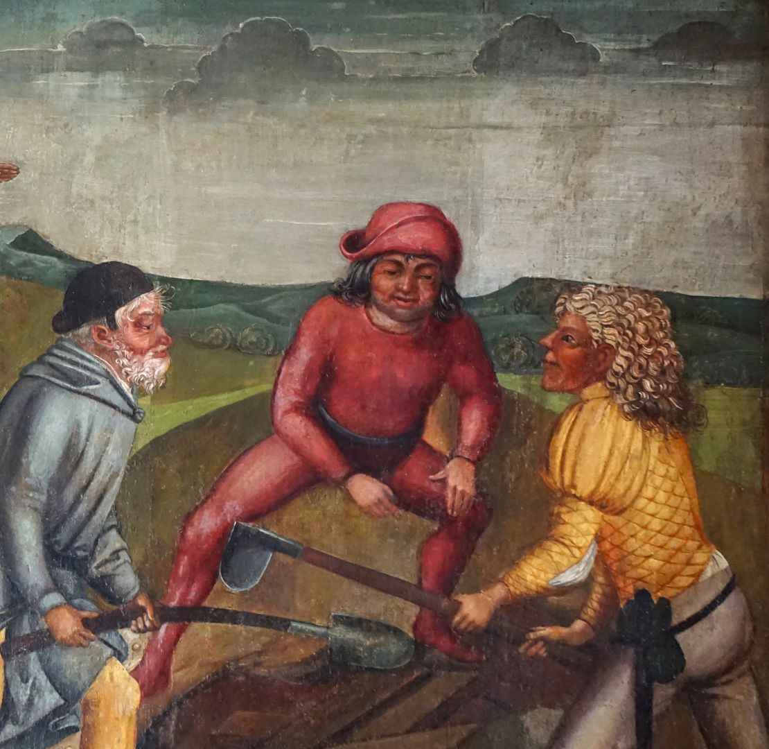 Flügelaltar in St. Helena linke Bildtafel an der Chornordwand, Detailansicht