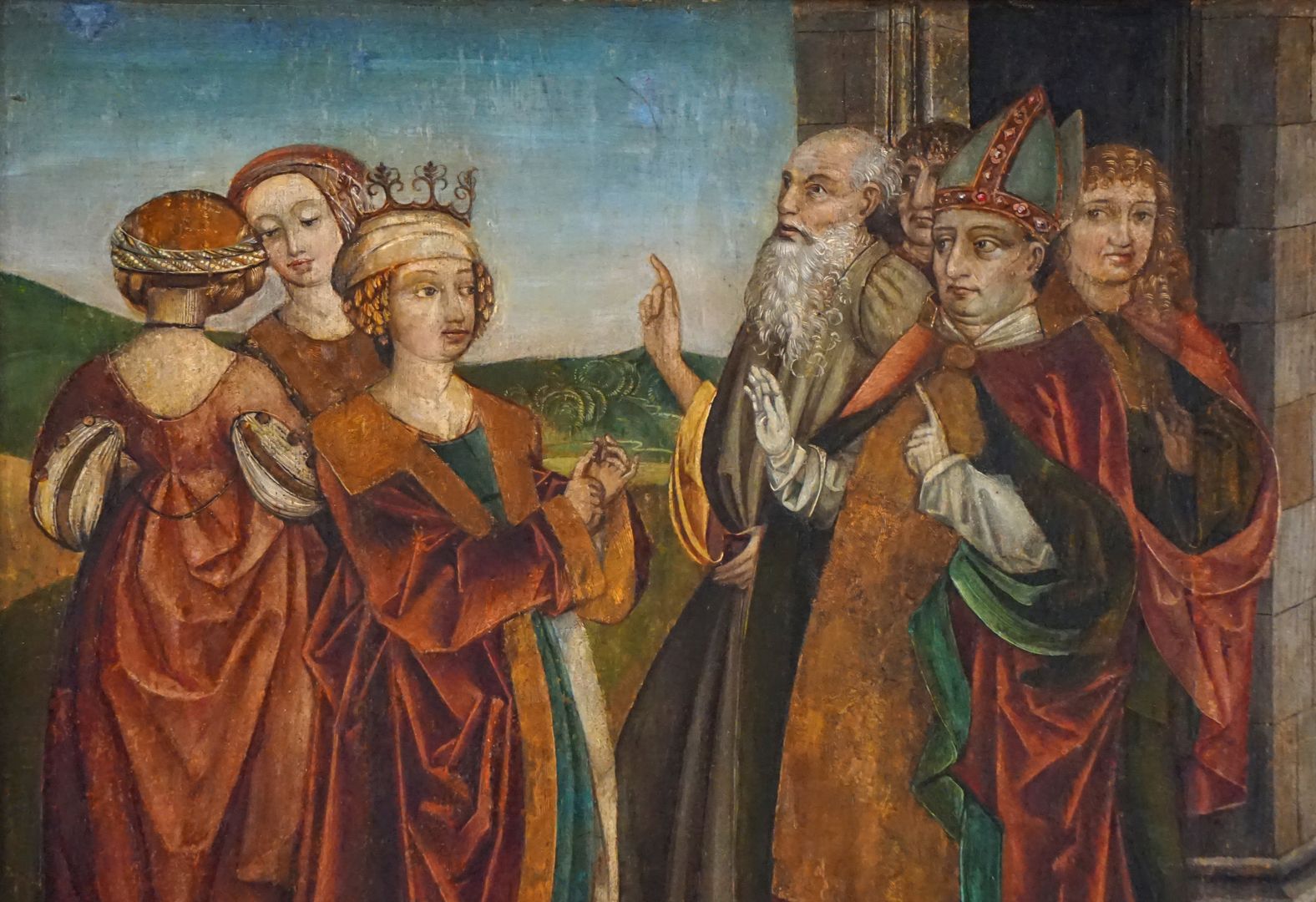 Flügelaltar in St. Helena rechte Bildtafel an der Chornordwand, Detailansicht